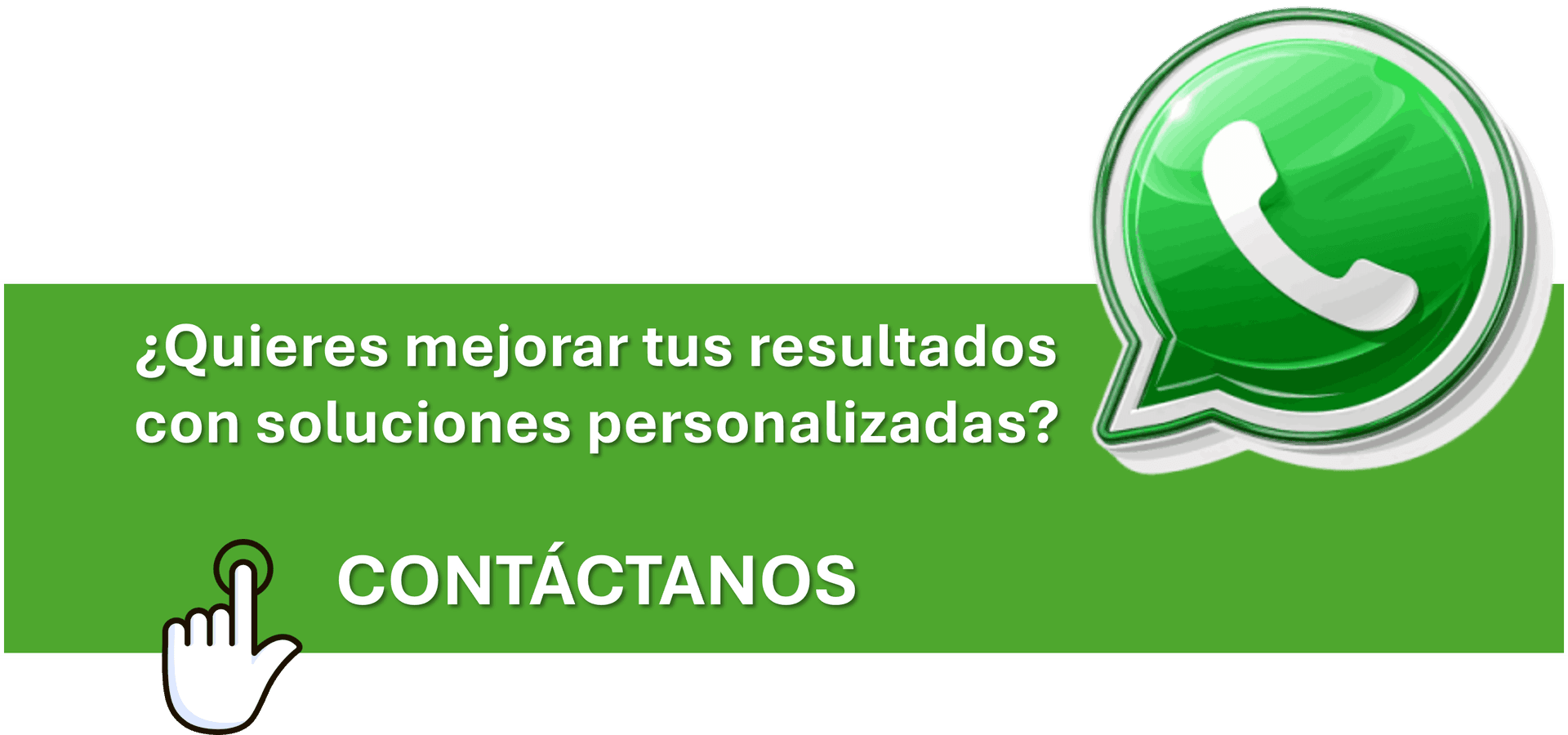 Green WhatsApp icon with text promoting customized solutions and a contact button.